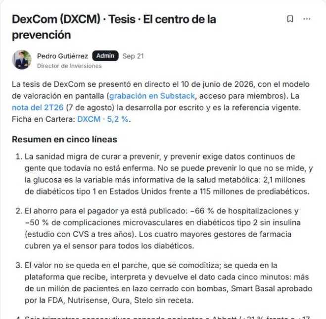 Tesis de DexCom de Pedro Gutiérrez: resumen en cinco líneas